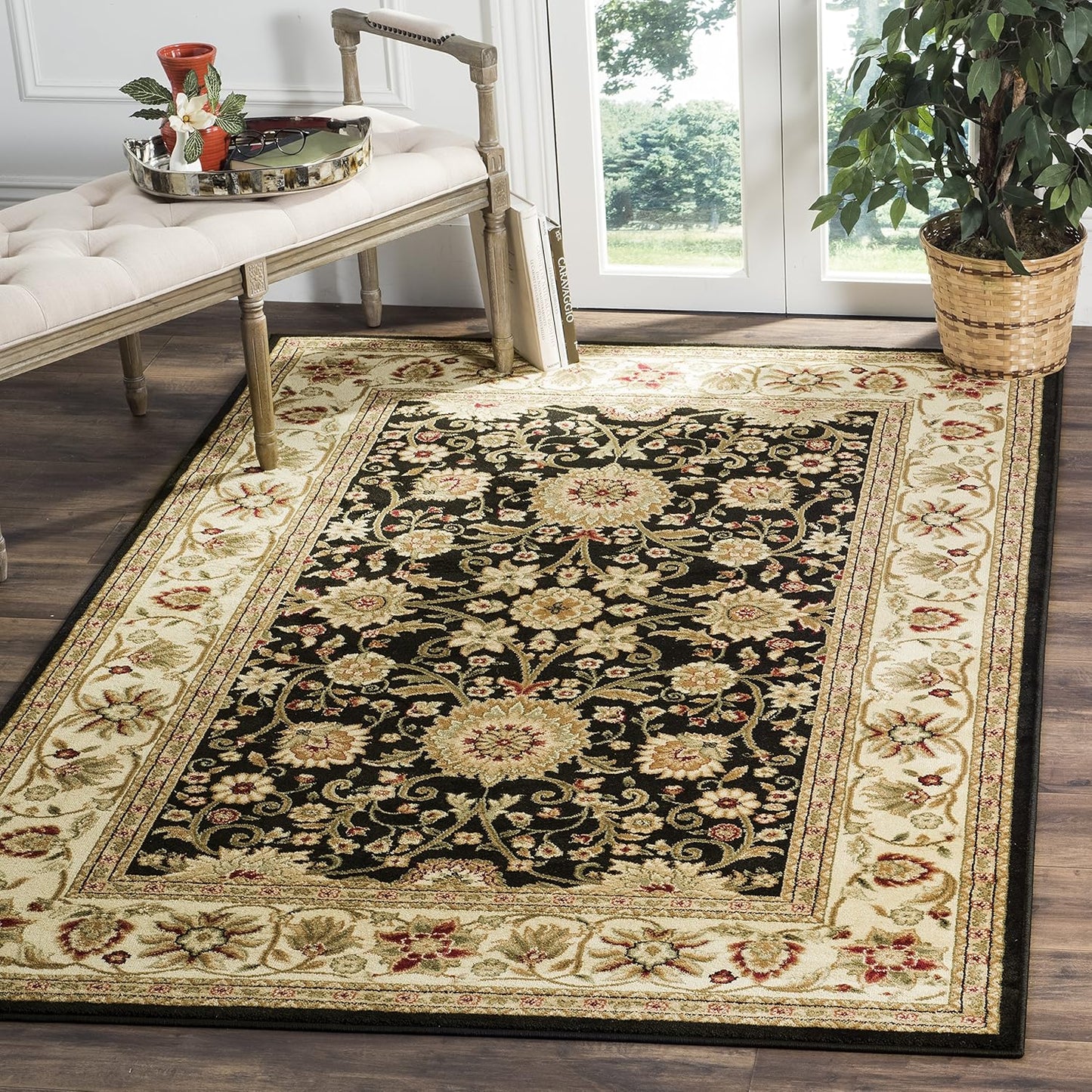 SAFAVIEH Lyndhurst Collection Area Rug - 9' x 12', Ivory & Rust, Traditional Oriental Design, Non-Shedding & Easy Care, Ideal for High Traffic Areas in Living Room, Bedroom (LNH212R)