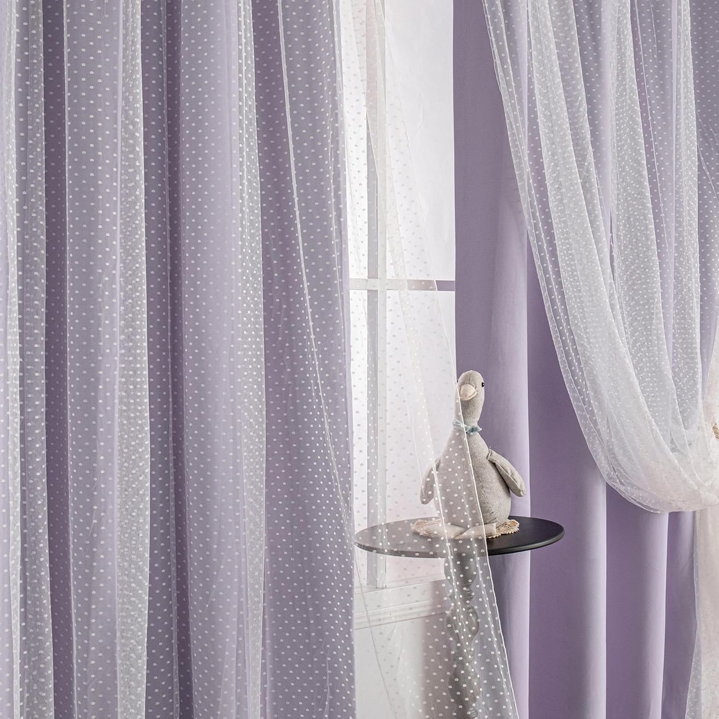 MYSKY HOME Pink Curtains for Girls Bedroom & Nursery Kids Blackout Cute Curtains 63 inch Long Double Layer with Polka Dots Sheer, Grommet Tops, 52" Wide, 2 Panels