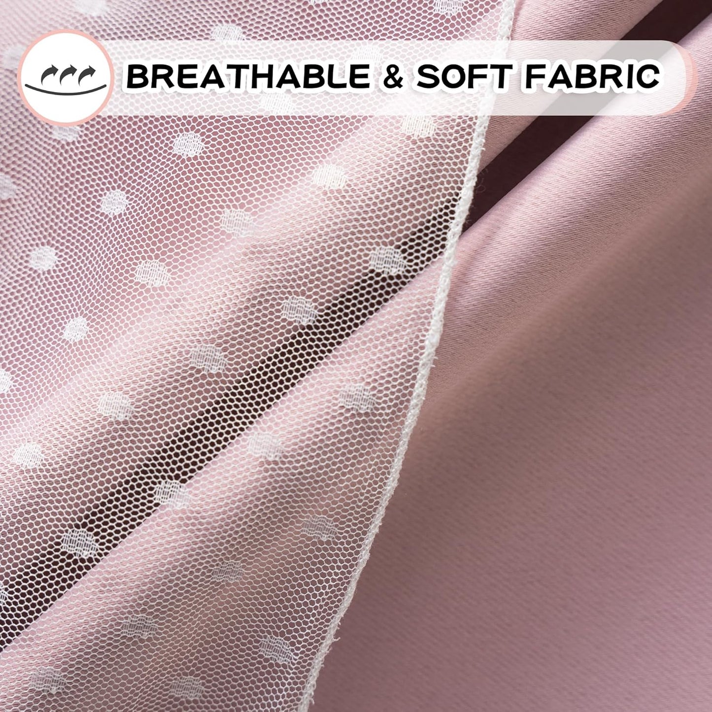 MYSKY HOME Pink Curtains for Girls Bedroom & Nursery Kids Blackout Cute Curtains 63 inch Long Double Layer with Polka Dots Sheer, Grommet Tops, 52" Wide, 2 Panels