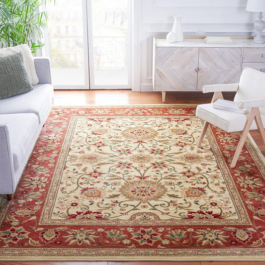 SAFAVIEH Lyndhurst Collection Area Rug - 9' x 12', Ivory & Rust, Traditional Oriental Design, Non-Shedding & Easy Care, Ideal for High Traffic Areas in Living Room, Bedroom (LNH212R)